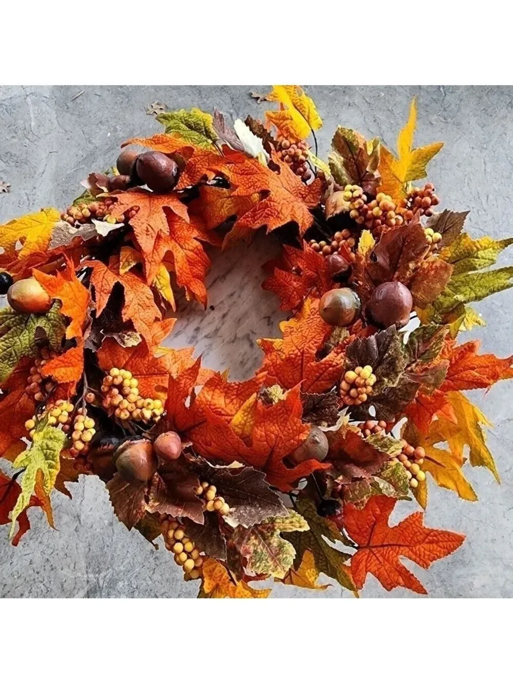 Fall Harvest leaf acorn seasonal wreath